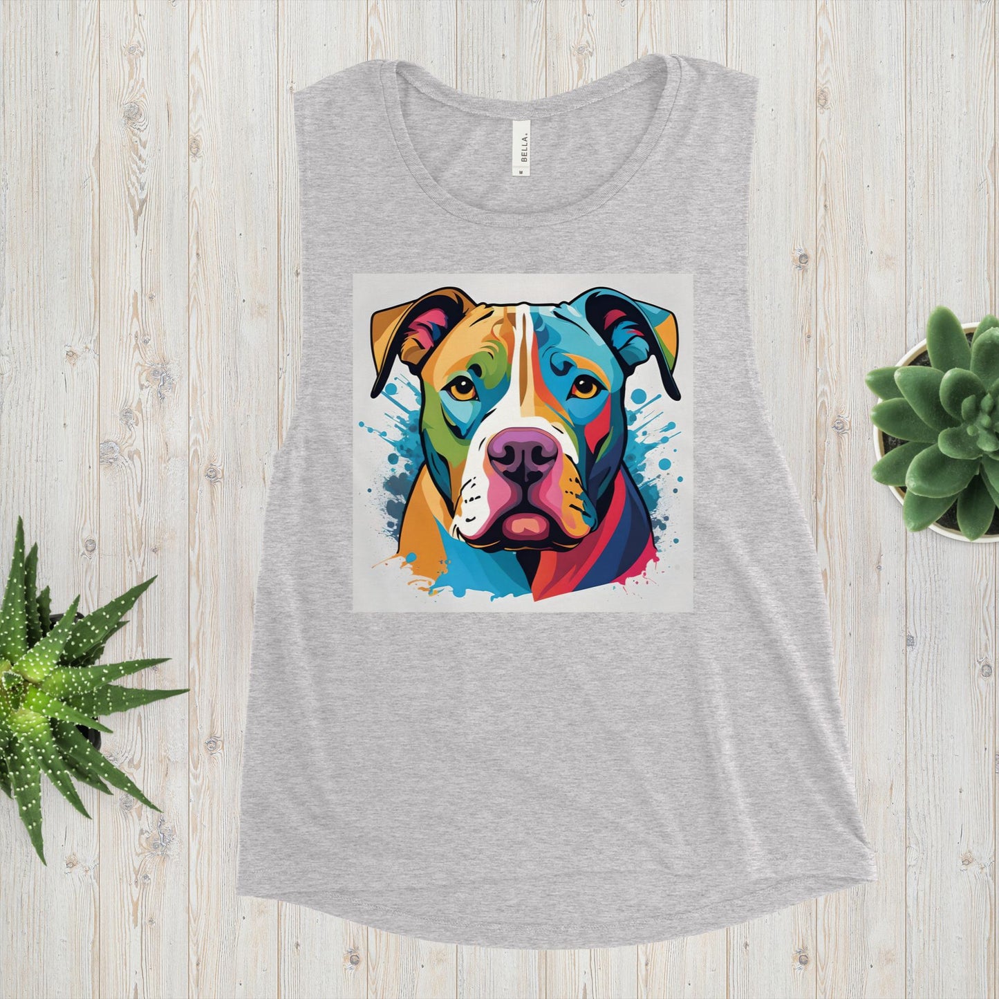 Bright Pitbull Ladies’ Muscle Art Tank