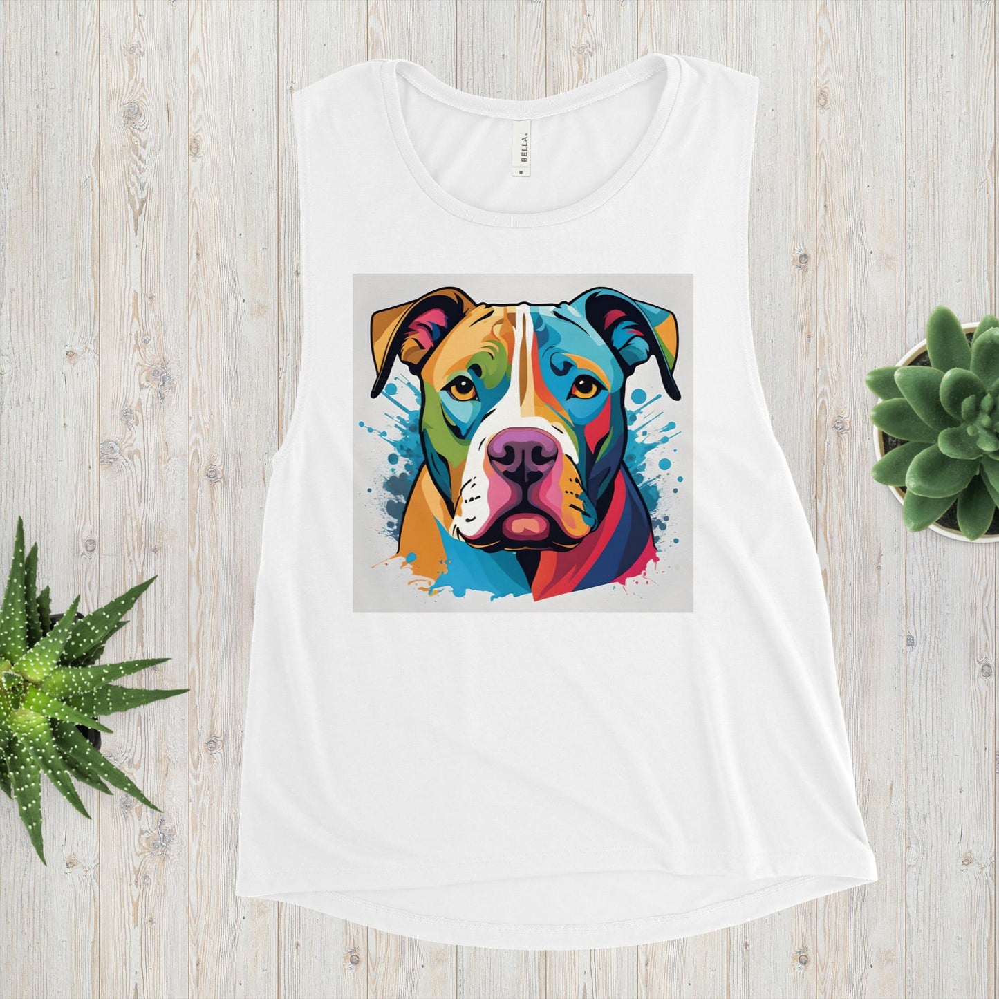 Bright Pitbull Ladies’ Muscle Art Tank