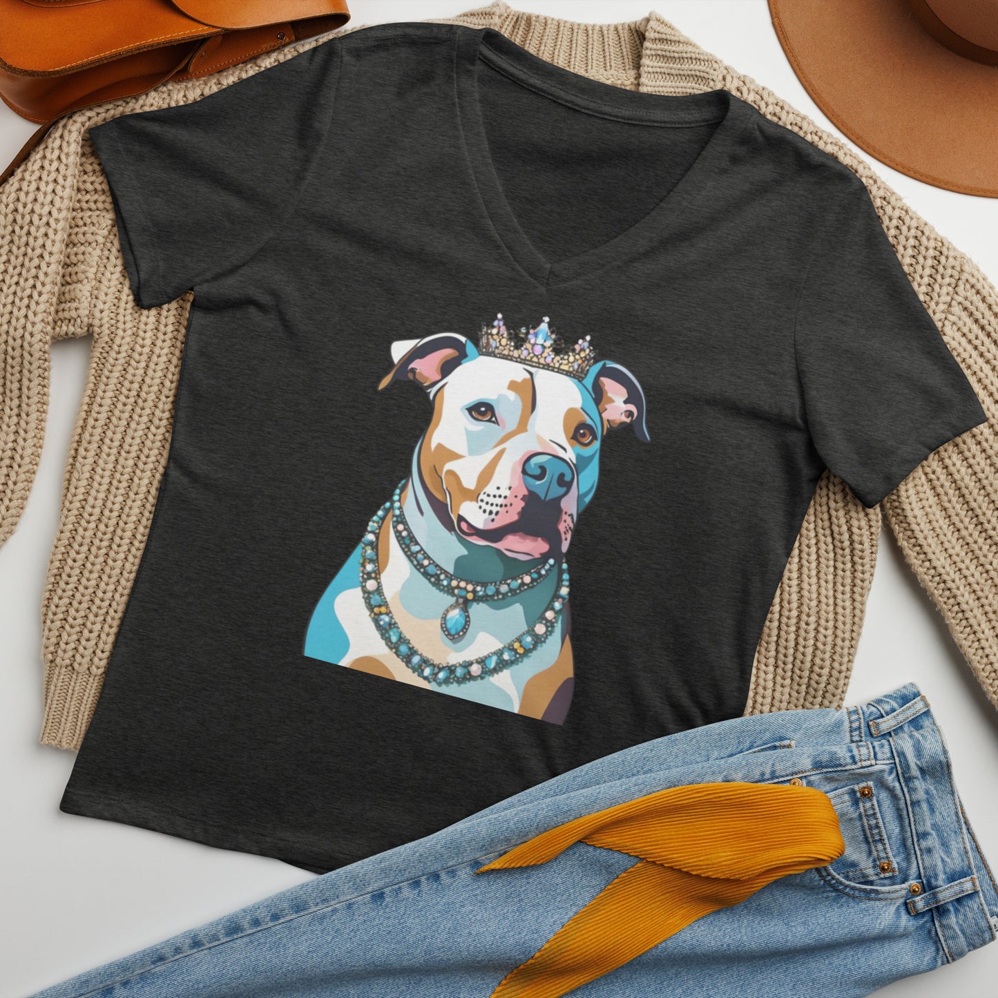 Pittie Pittie Princess Women’s relaxed v-neck t-shirt