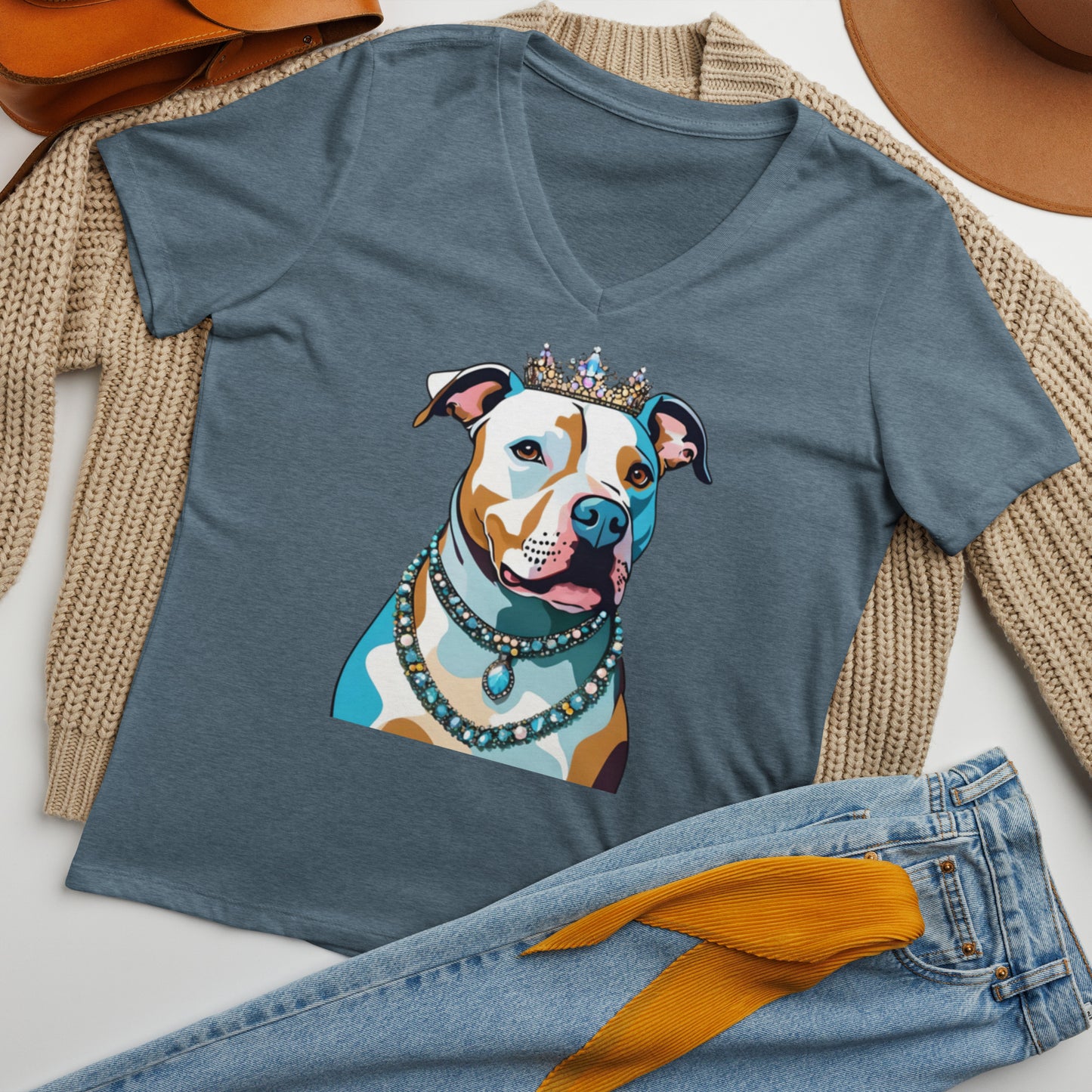 Pittie Pittie Princess Women’s relaxed v-neck t-shirt