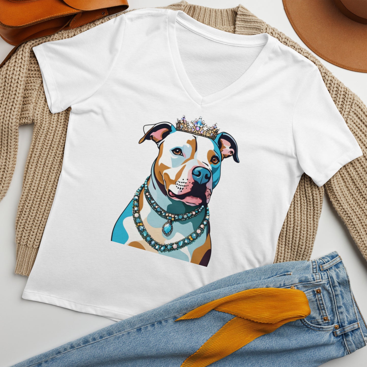 Pittie Pittie Princess Women’s relaxed v-neck t-shirt